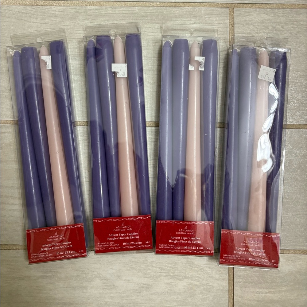 Ashland Purple & Blush Taper Candles - Set of 4 Packs